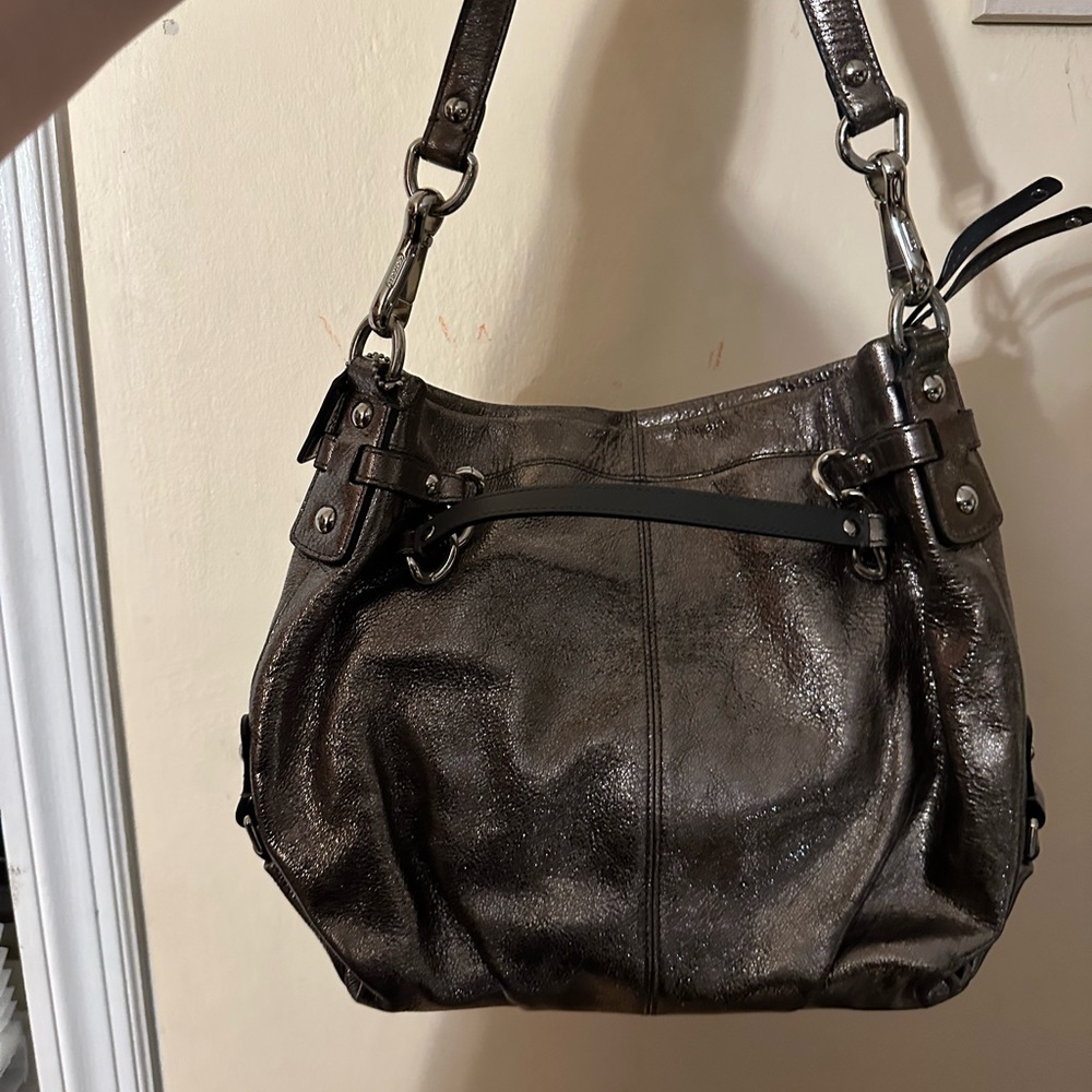 Beautiful gunmetal colored coach purse!